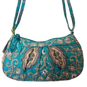 NWT Vera Bradley Frannie Totally Turq Crossbody Purse Bag Retired Print Quilted